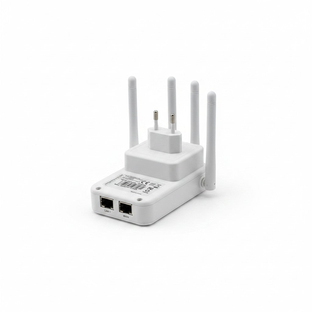 Ripetitore Wi-Fi Mr Bob - Home & Tech Utility bianco dual band con quattro antenne esterne e porte LAN