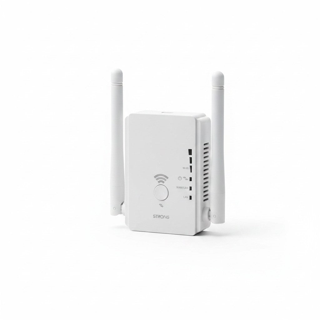 Ripetitore Wi-Fi Mr Bob - Home & Tech Utility STRONG WLAN 300 v2 bianco con due antenne esterne e pulsante WPS