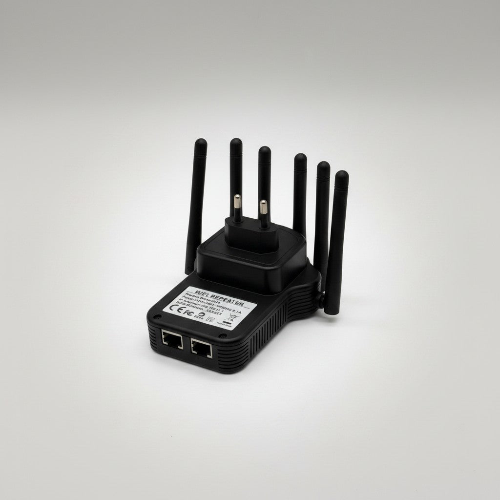 Ripetitore WiFi 6 antenne Mr Bob - Home & Tech Utility nero con due porte LAN per estendere la rete domestica