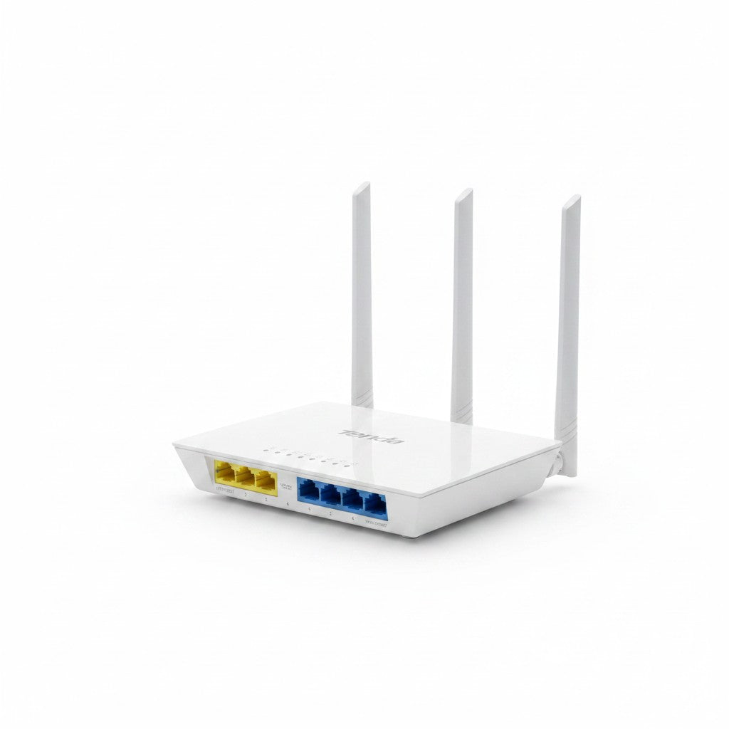 Router wireless Tenda F3 N300 bianco con tre antenne esterne e porte LAN, venduto da Mr Bob - Home & Tech Utility