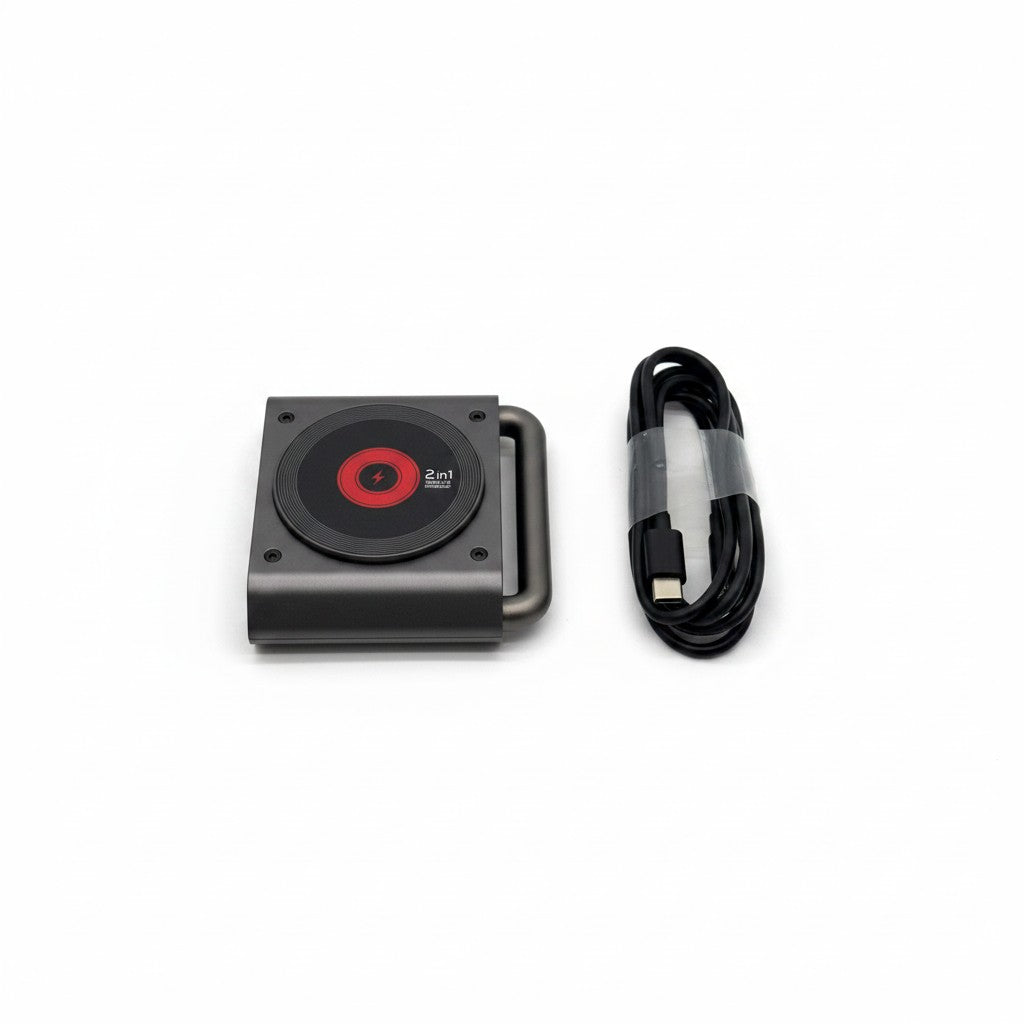 Stazione di ricarica wireless 2-in-1 Mr Bob - Home & Tech Utility grigia con cavo USB-C per iPhone e AirPods