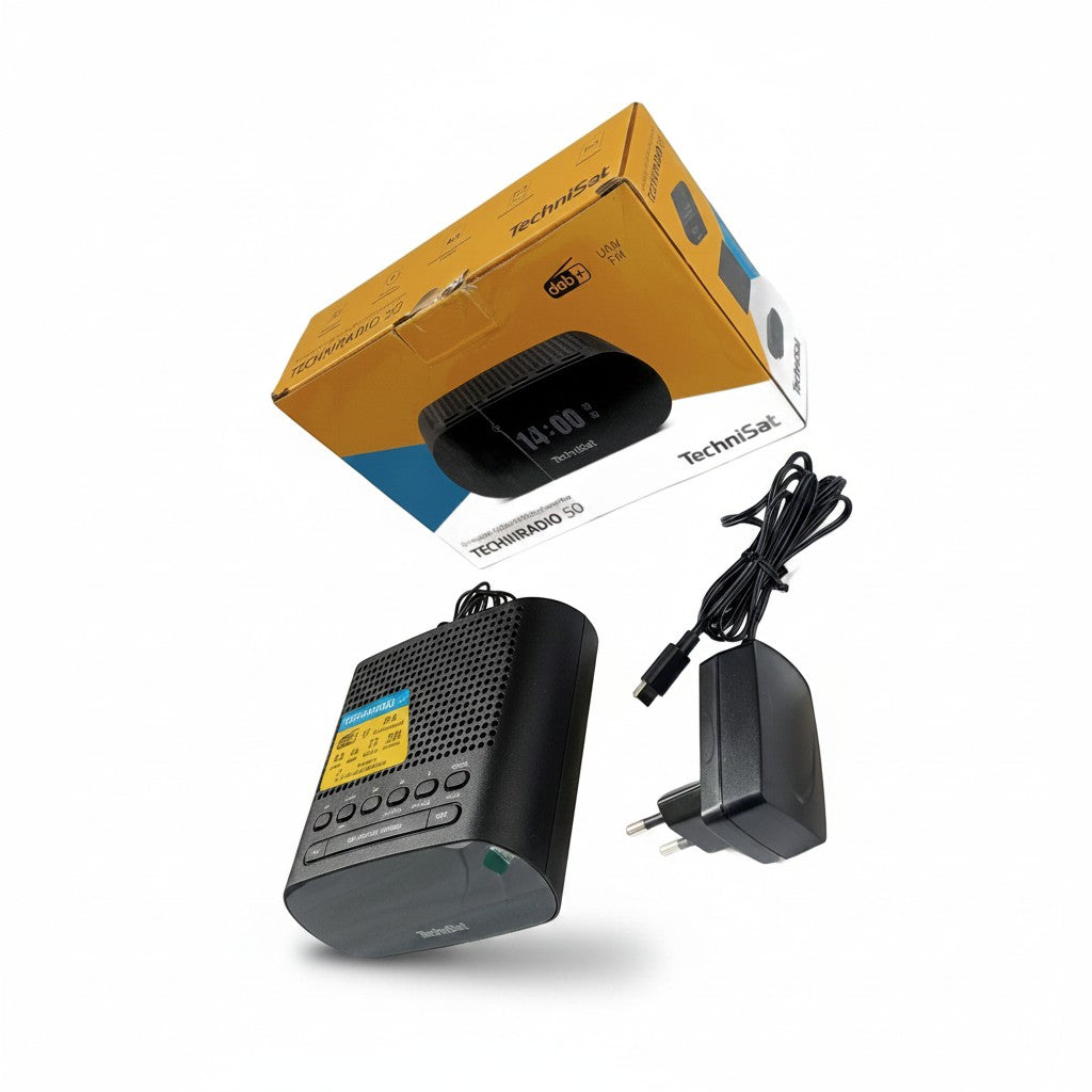 Radio sveglia Mr Bob - Home & Tech Utility TechniSat TECHNIRADIO 50 nera con display LCD, alimentatore e confezione