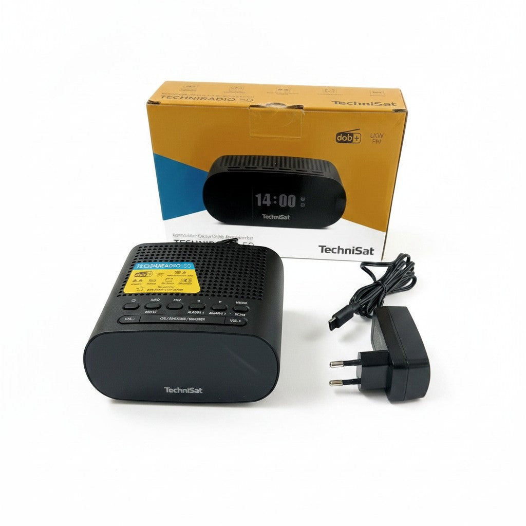 Radio sveglia Mr Bob - Home & Tech Utility TechniSat TECHNIRADIO 50 nera con display LCD, cavo USB e confezione