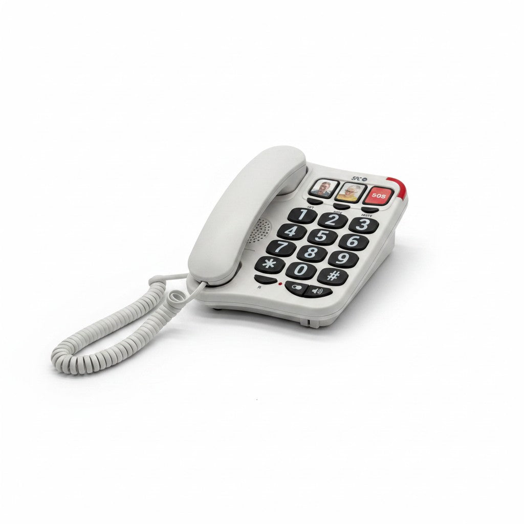 Telefono fisso Mr Bob - Home & Tech Utility SPC Comfort Numbers 2 bianco con tasti grandi e memorie fotografiche