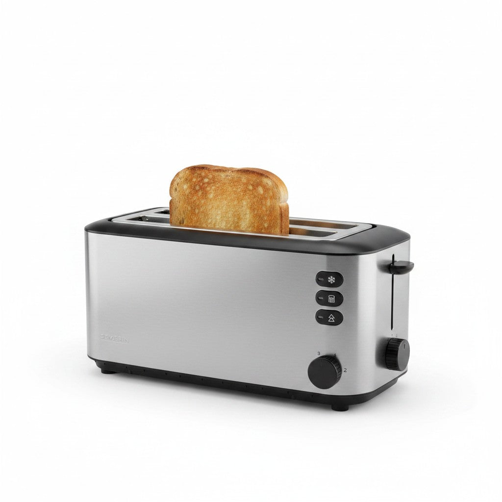 Tostapane Mr Bob - Home & Tech Utility Severin AT 2509 in acciaio inox con fessura lunga e fetta di pane dorata