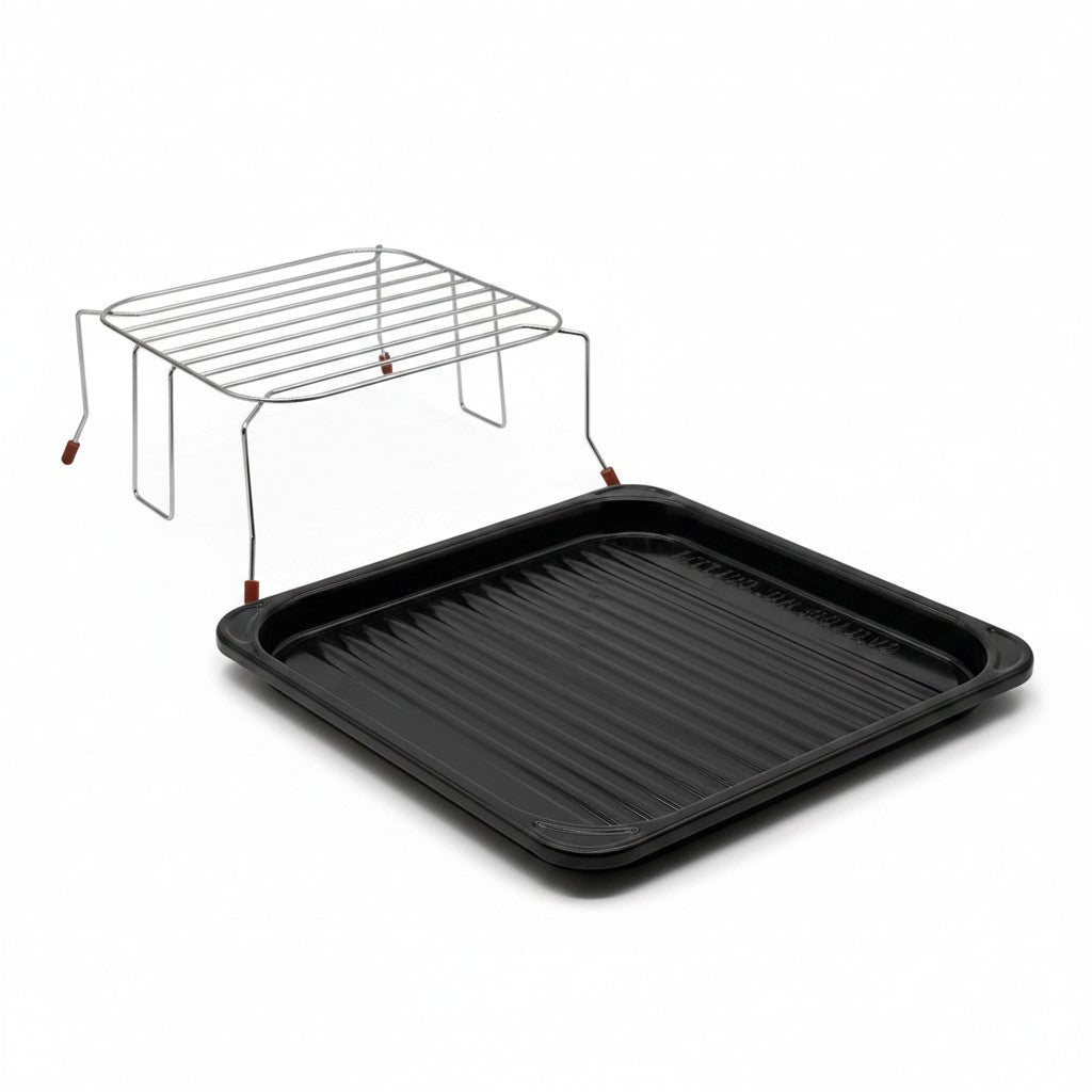 Mr Bob - Home & Tech Utility vassoio smaltato nero e griglia metallica per forno a microonde combinato Panasonic